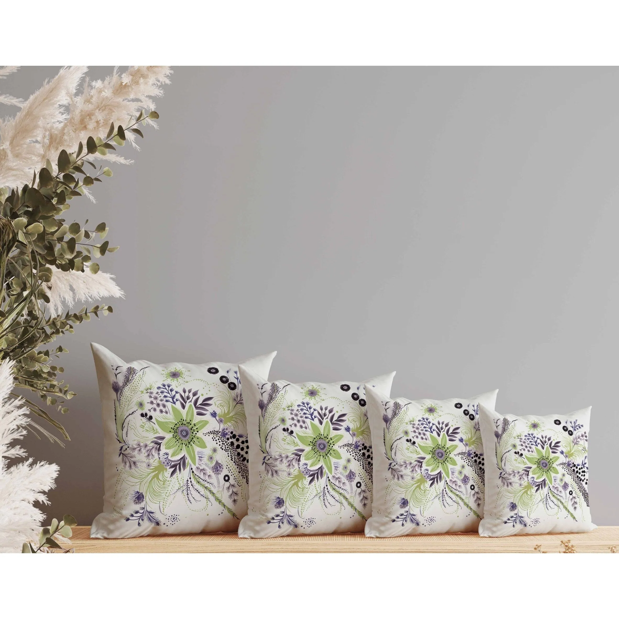 Enchanting Bouquet Faux Suede Reversible Throw Pillow Olive and Lavender