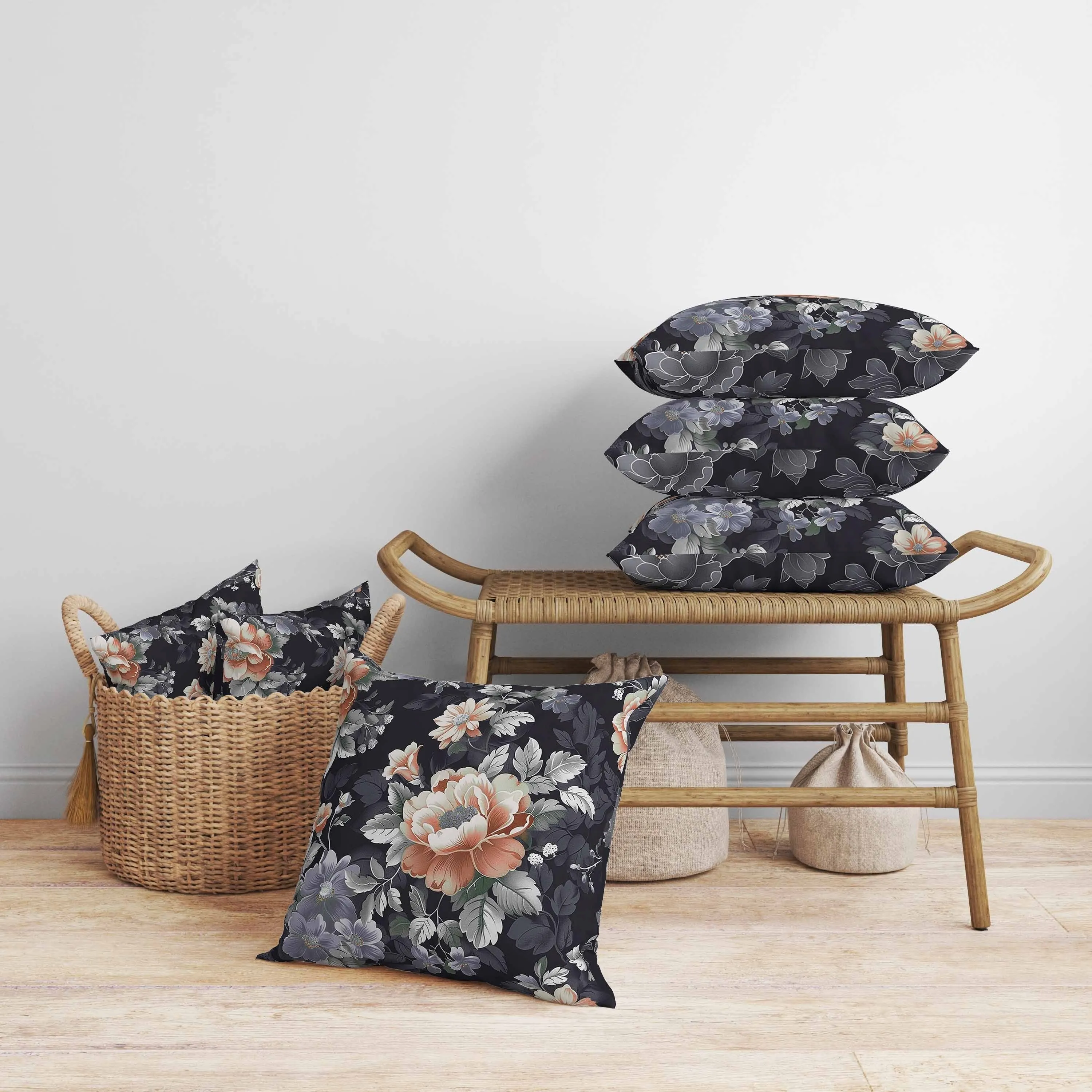 English Twilight Faux Suede Reversible Throw Pillow Gray and Orange