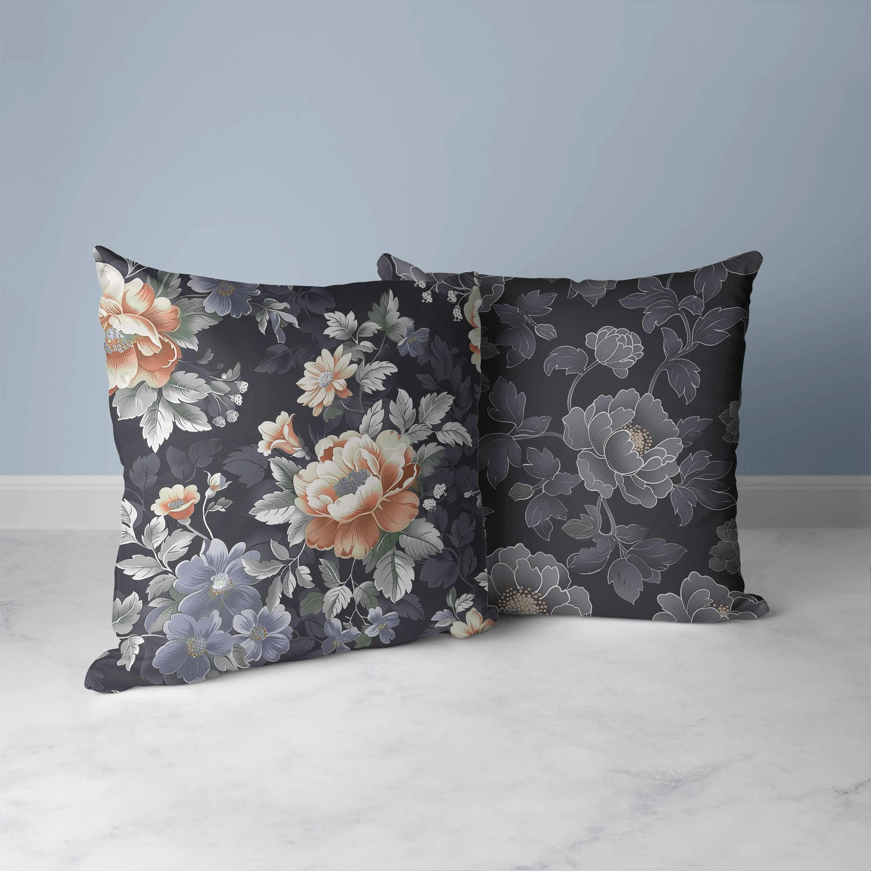 English Twilight Faux Suede Reversible Throw Pillow Gray and Orange