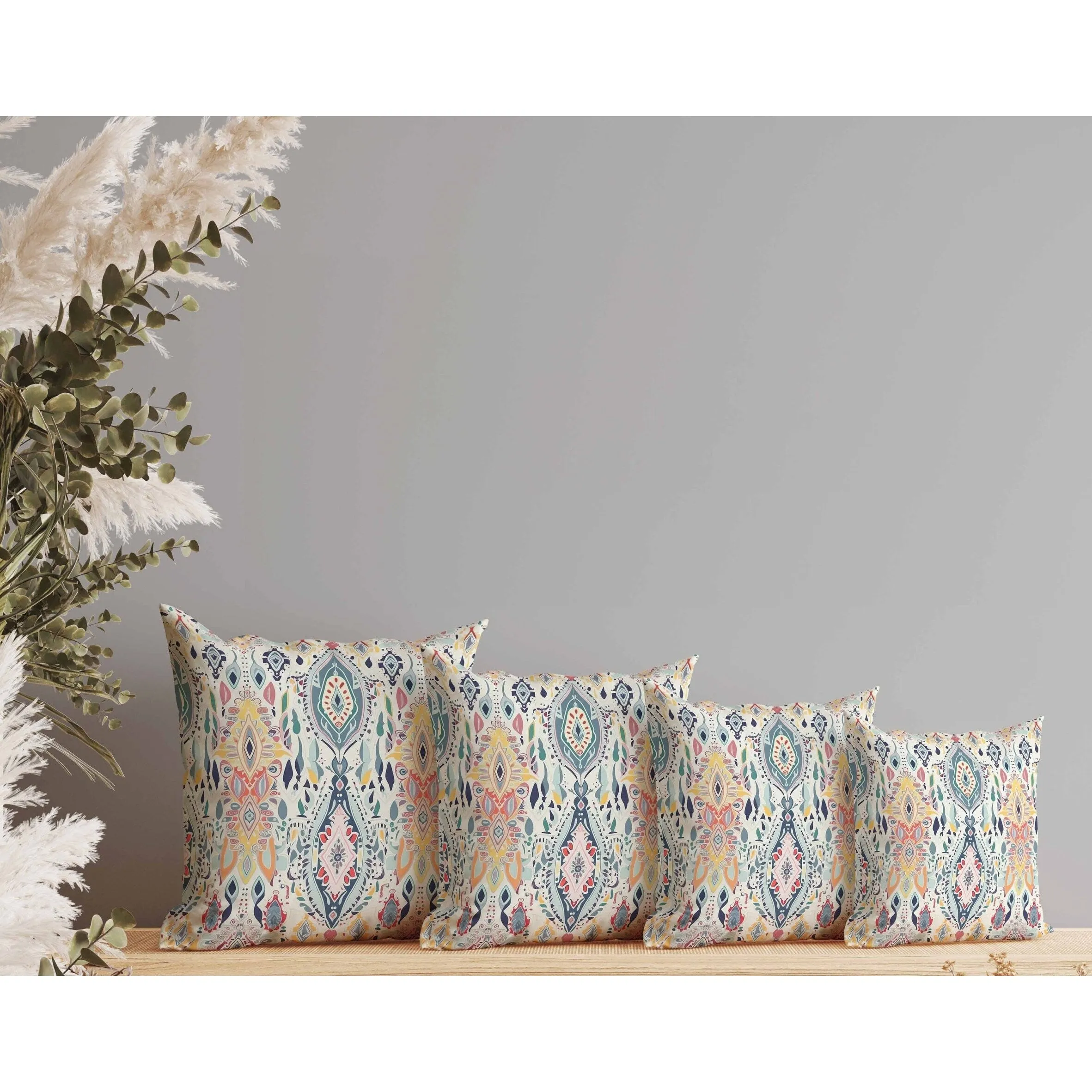 Ethnic Elegance Faux Suede Reversible Throw Pillow Blue and Orange
