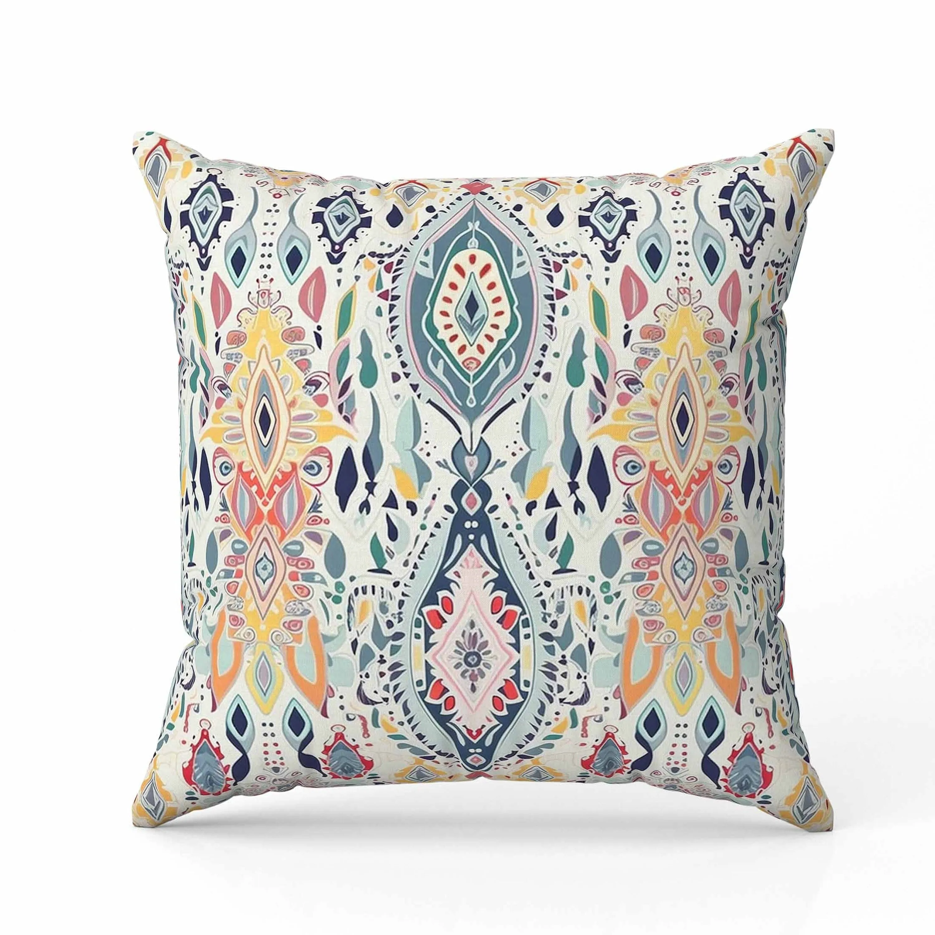 Ethnic Elegance Faux Suede Reversible Throw Pillow Blue and Orange
