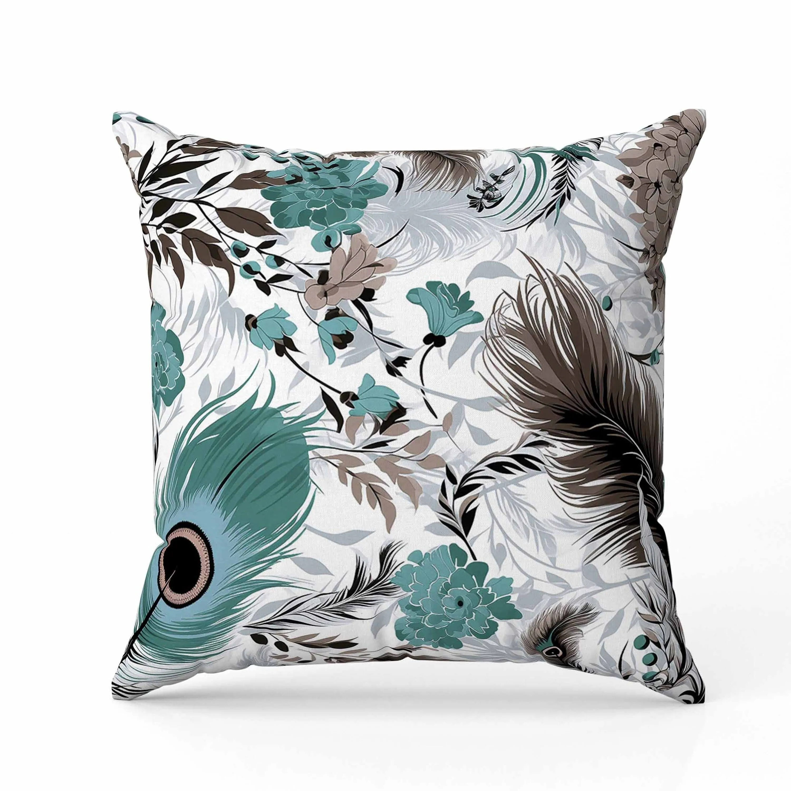 Feathered Opus Faux Suede Reversible Throw Pillow Green and Brown
