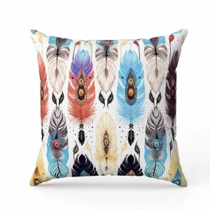 Feathered Treasure Indoor/Outdoor Reversible Throw Pillow Blue and Yellow
