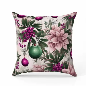Festive Flurries Faux Suede Reversible Throw Pillow Pink and Green