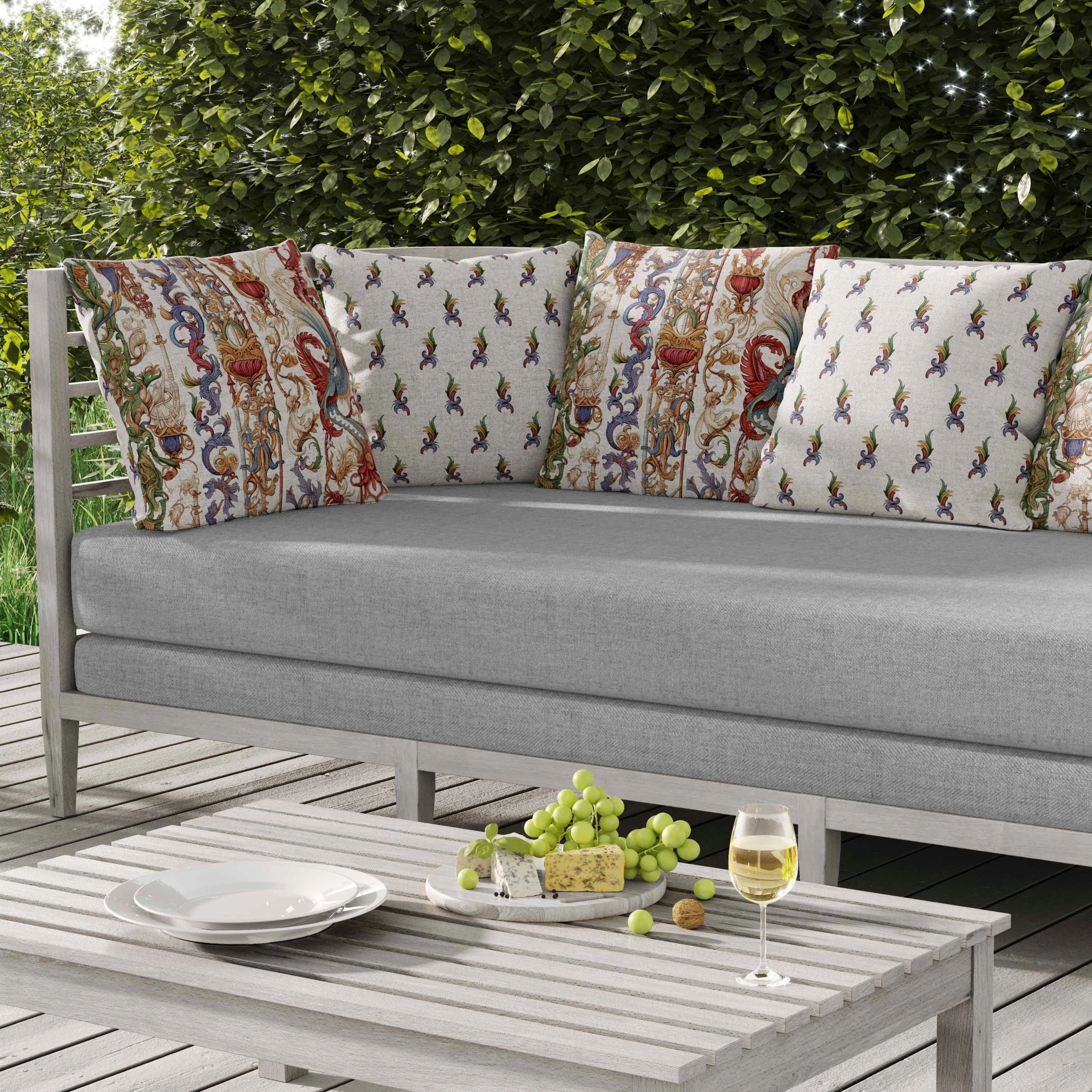 Flamewind Freesia Indoor/Outdoor Reversible Throw Pillow White and Red