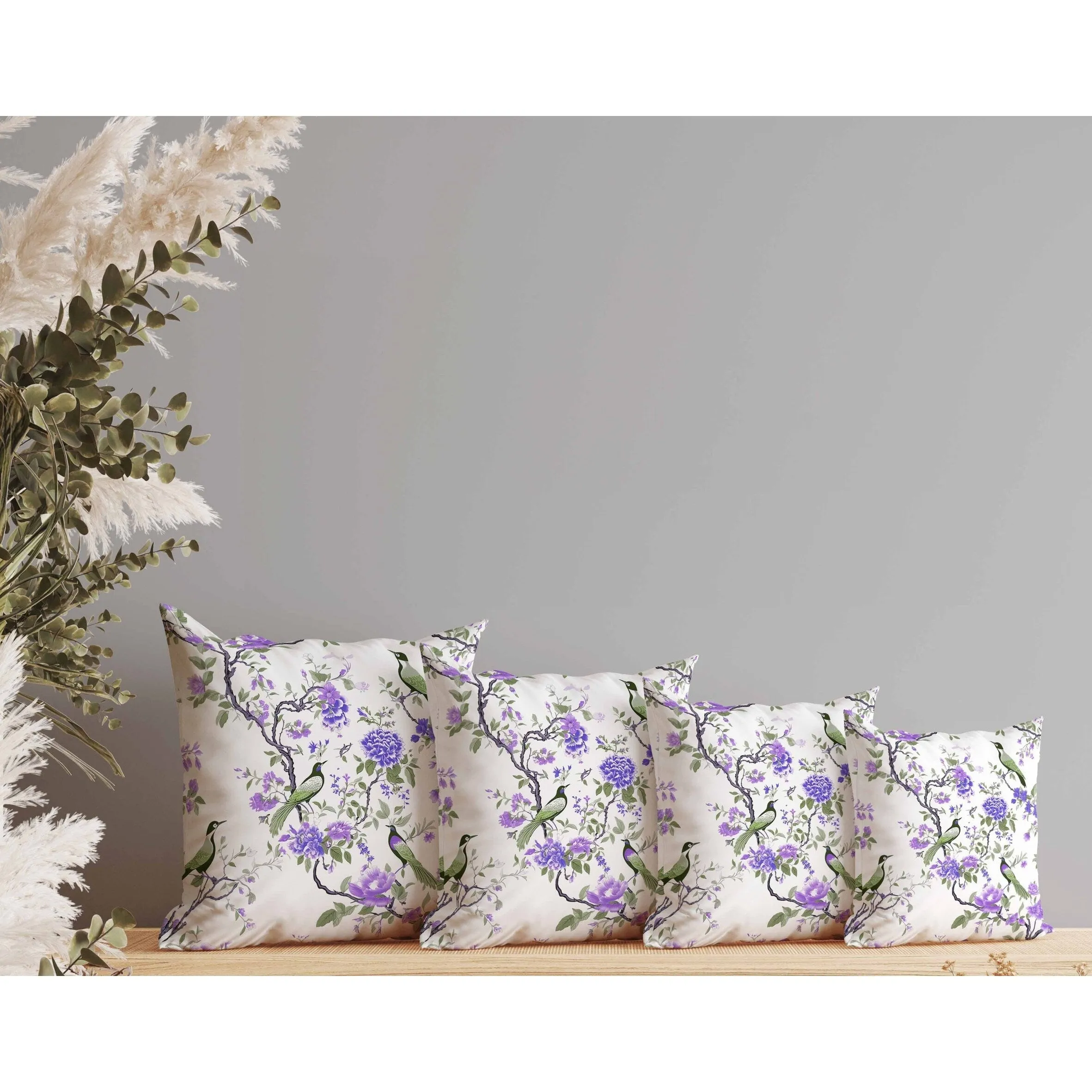 Flight of the Forest Faux Suede Reversible Throw Pillow White and Green