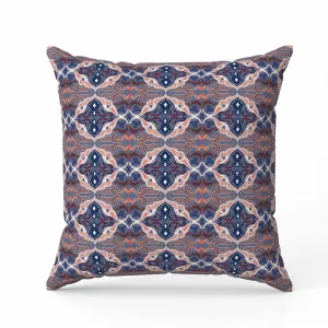 Floral Elegance Faux Suede Reversible Throw Pillow Blue and Red