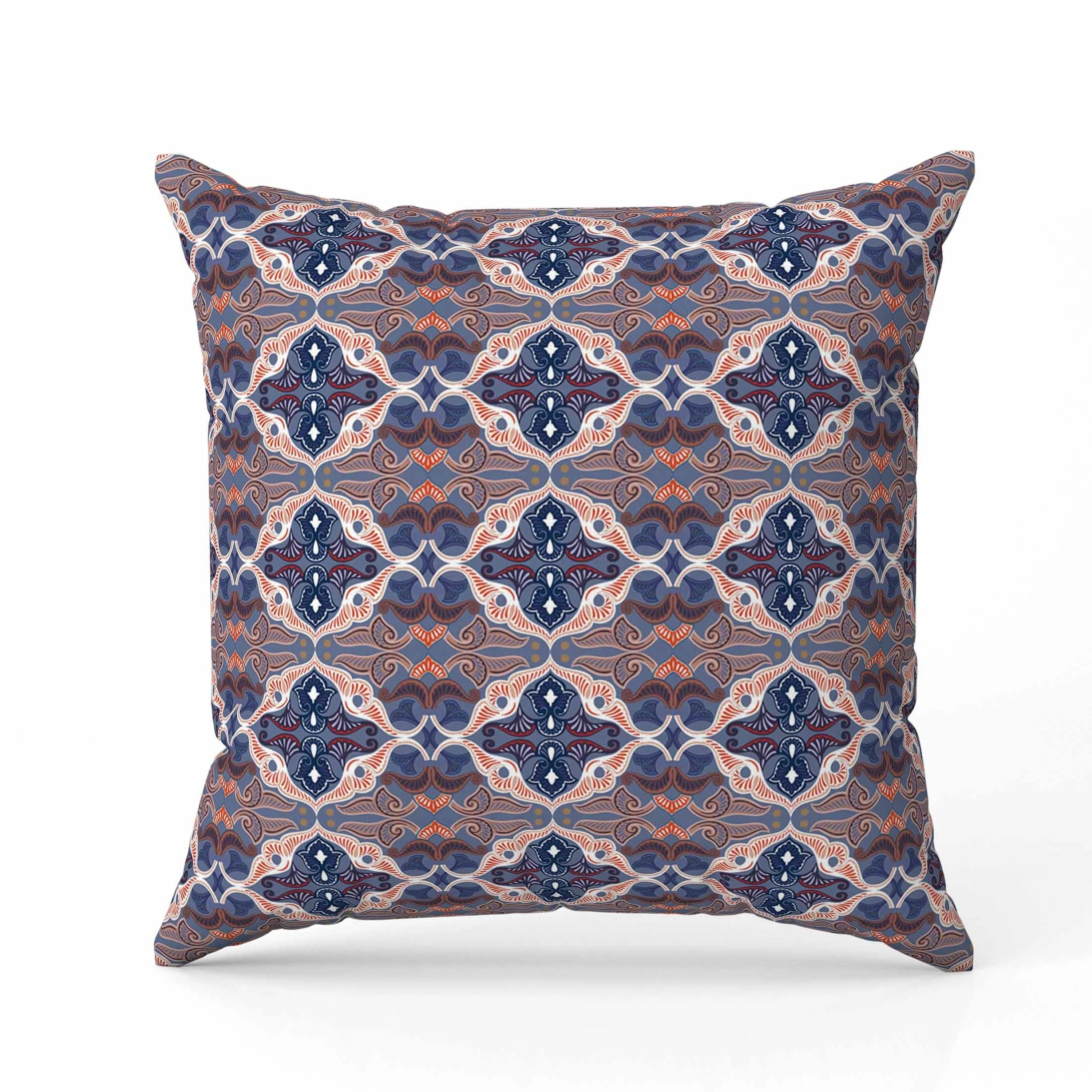 Floral Elegance Faux Suede Reversible Throw Pillow Blue and Red