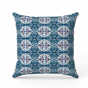 Floral Elegance Faux Suede Reversible Throw Pillow Blue and White