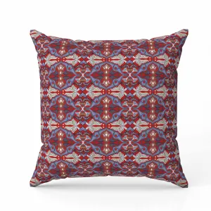 Floral Elegance Faux Suede Reversible Throw Pillow Red and Blue
