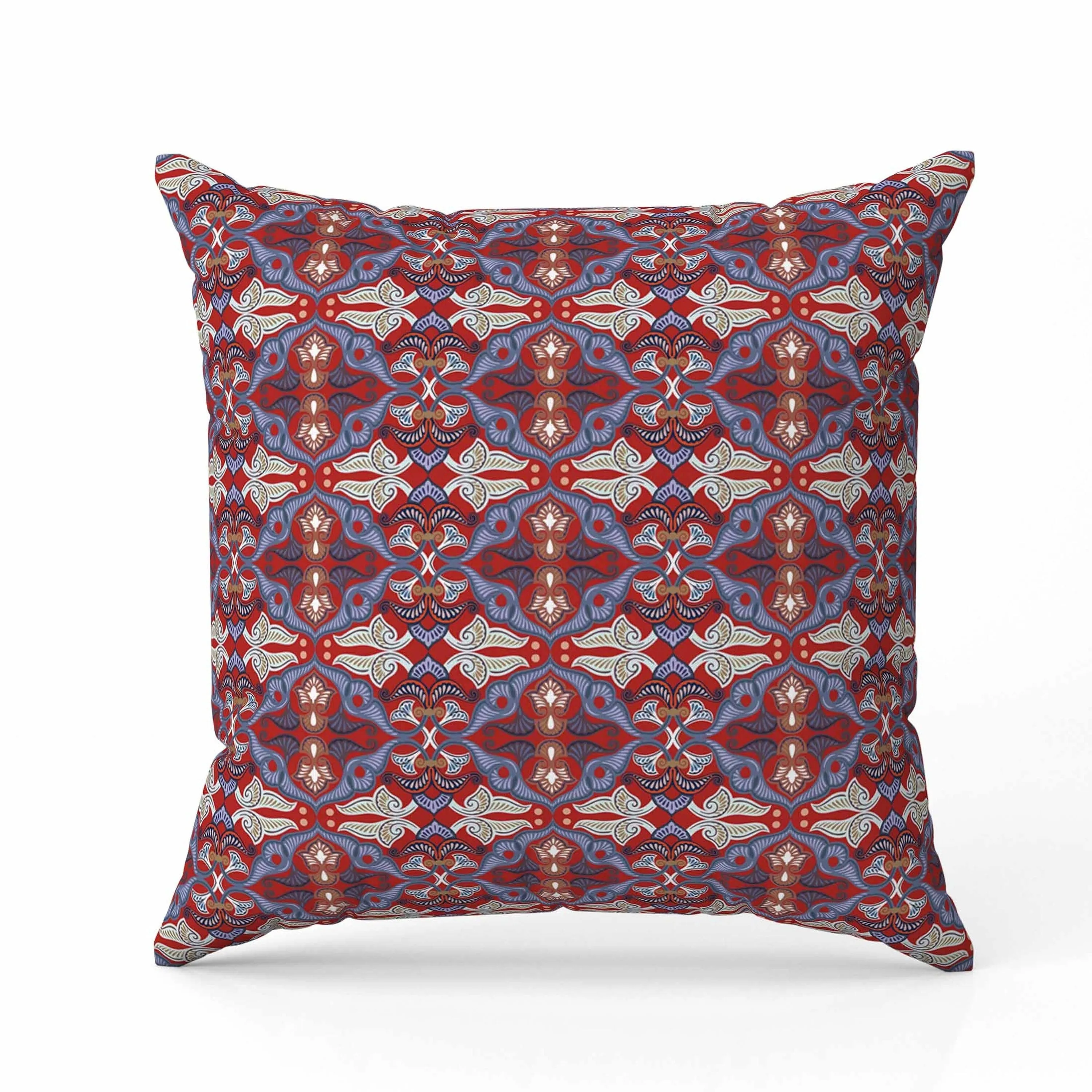 Floral Elegance Faux Suede Reversible Throw Pillow Red and Blue