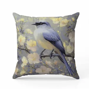 Floral Guest Faux Suede Reversible Throw Pillow Blue and Yellow
