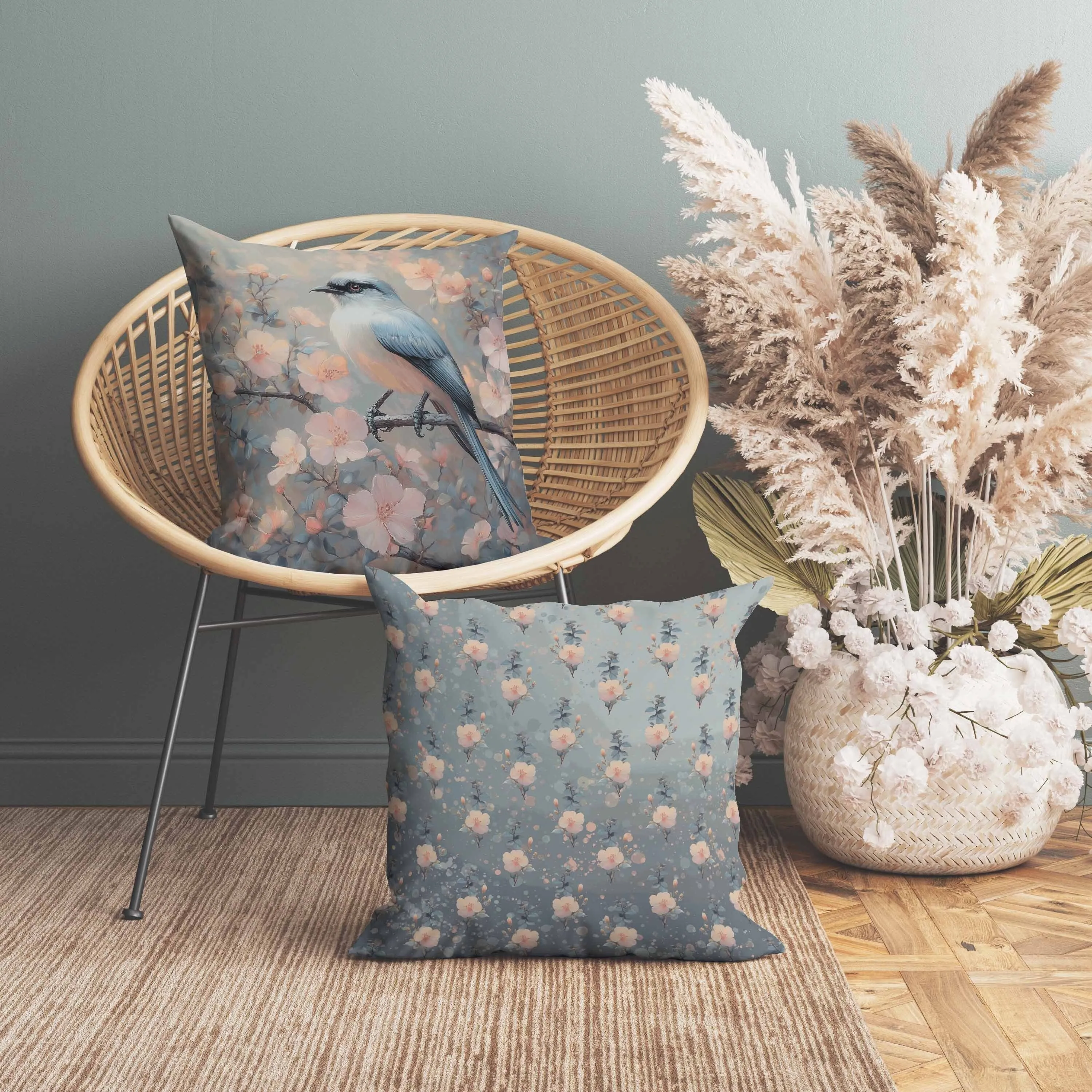 Floral Guest Faux Suede Reversible Throw Pillow Teal and Pink