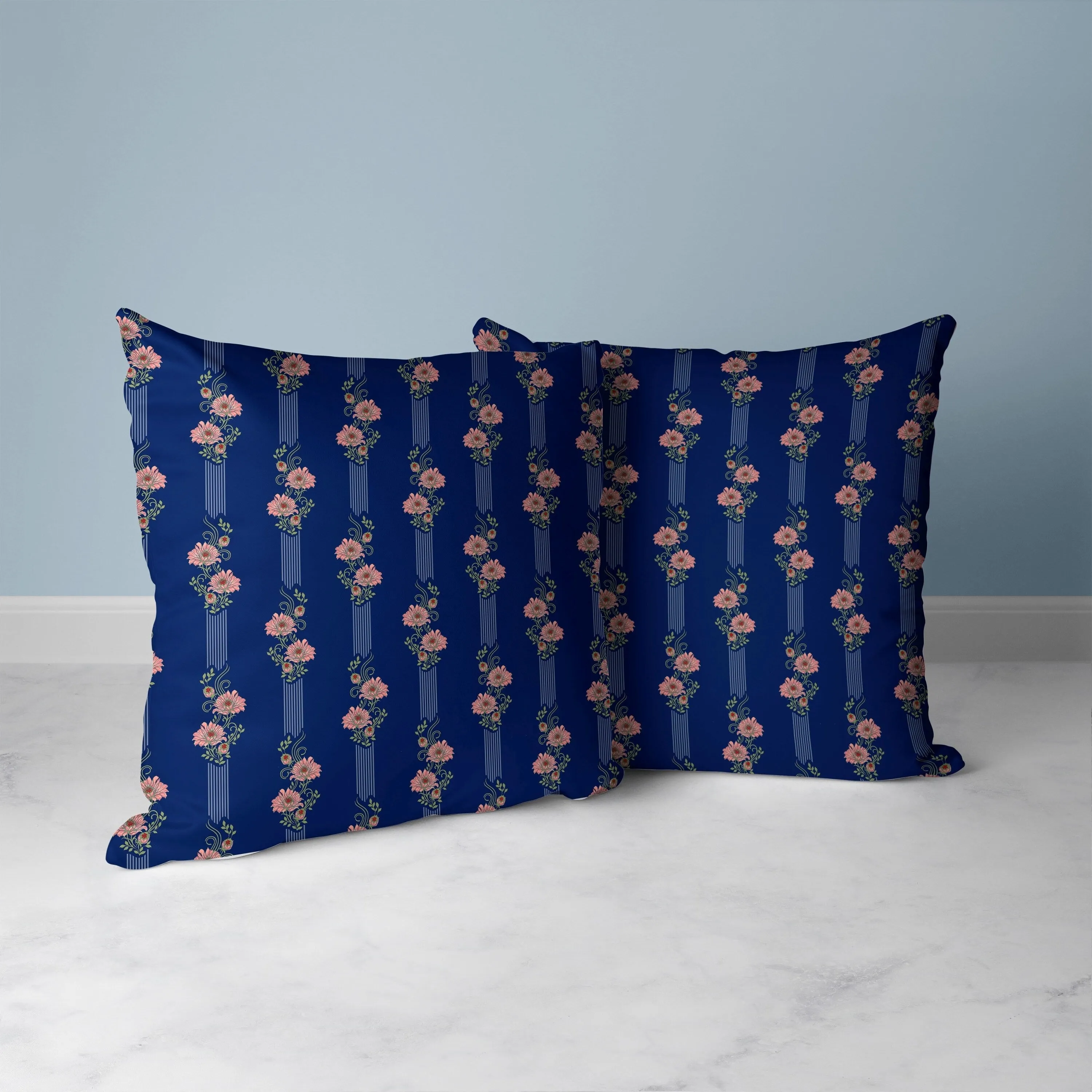 Floral Luminosity Faux Suede Reversible Throw Pillow Blue and Pink
