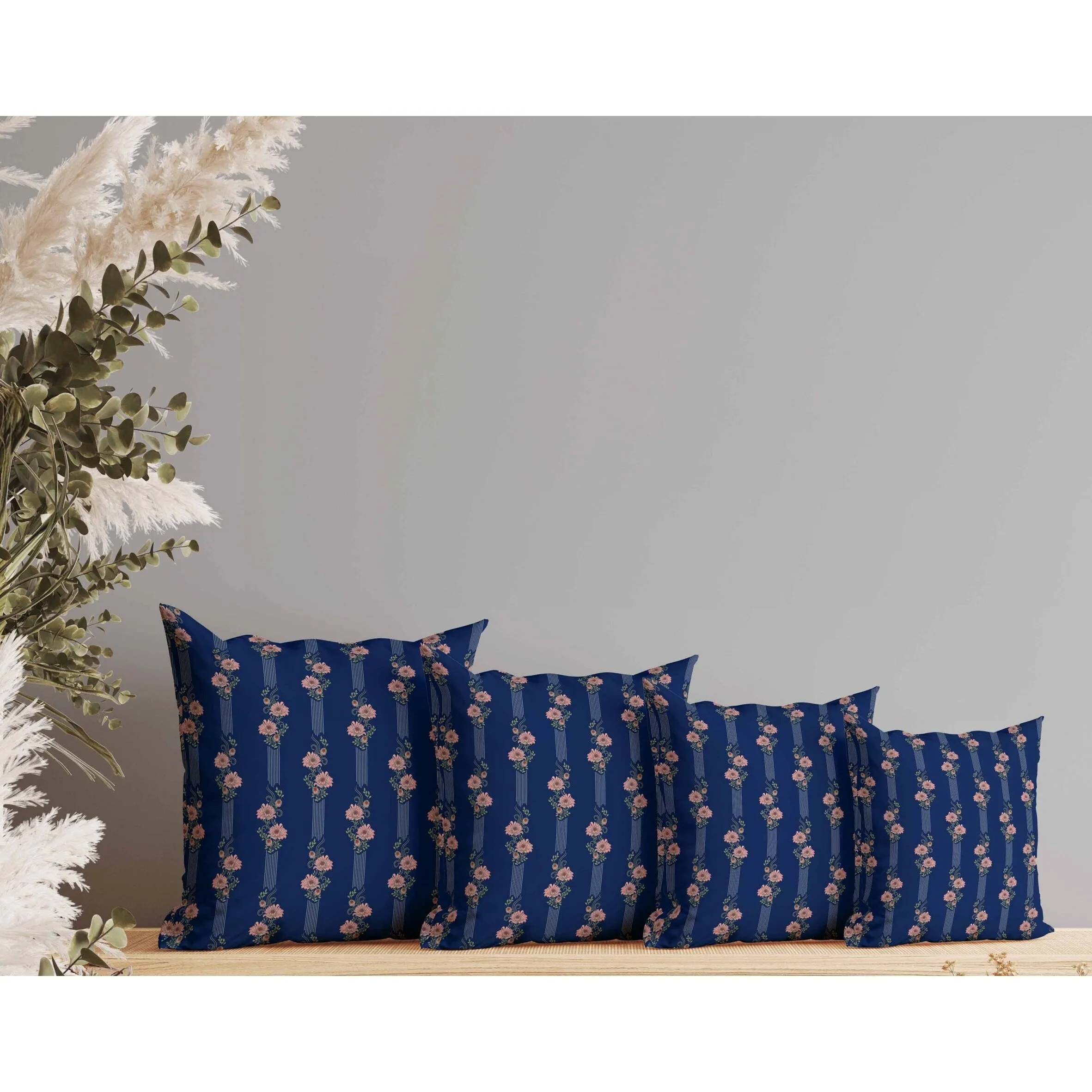 Floral Luminosity Faux Suede Reversible Throw Pillow Blue and Pink