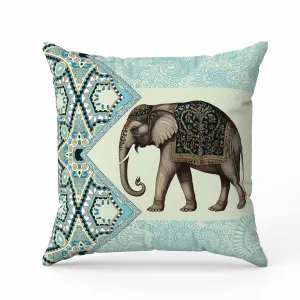 Floraphant Faux Suede Reversible Throw Pillow Cyan and Yellow