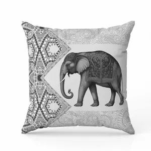 Floraphant Faux Suede Reversible Throw Pillow Grey and Black