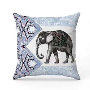 Floraphant Faux Suede Reversible Throw Pillow Grey and Blue
