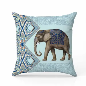 Floraphant Faux Suede Reversible Throw Pillow SkyBlue and Midnight