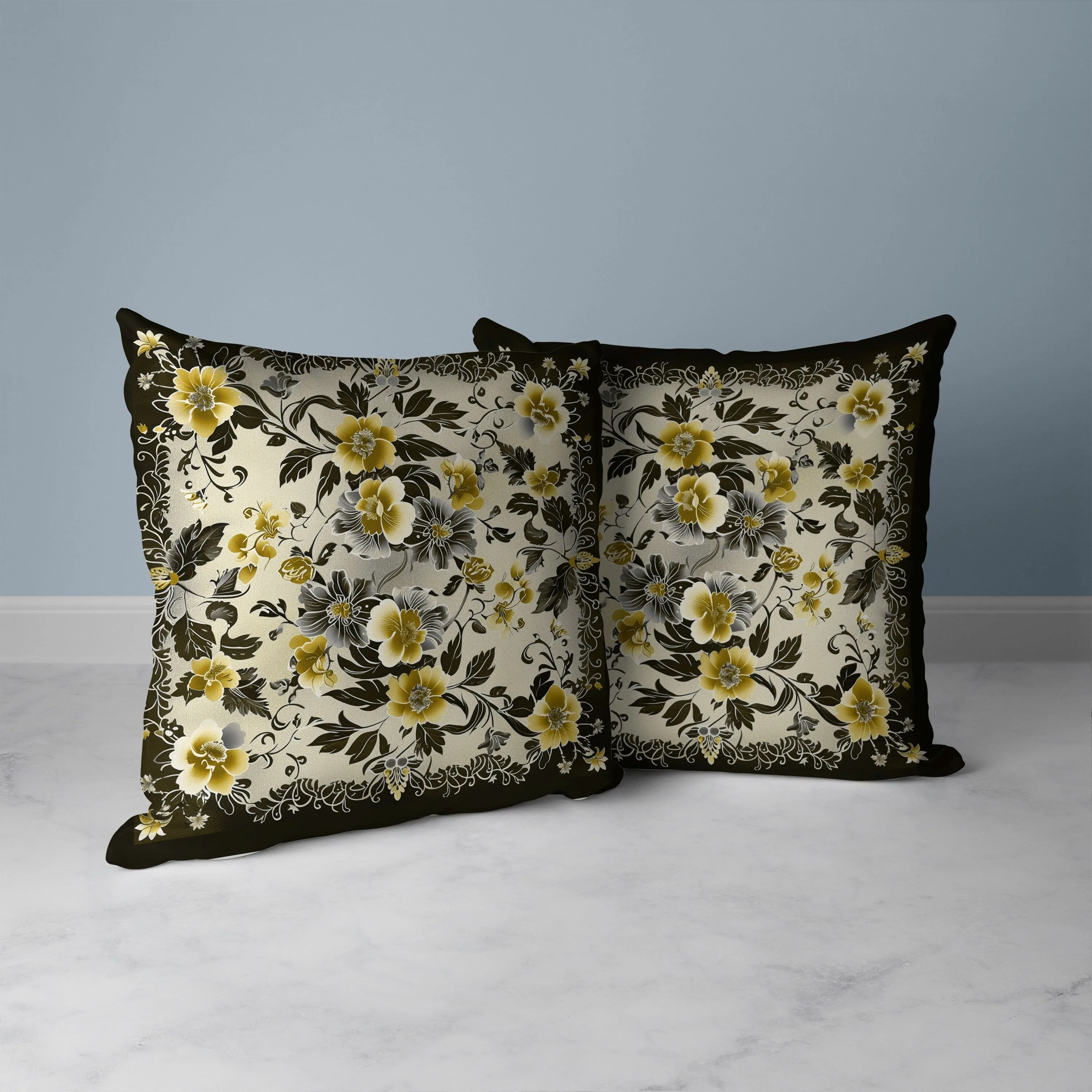 Flower Hub Faux Suede Reversible Throw Pillow Black and Green