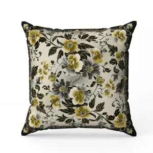 Flower Hub Faux Suede Reversible Throw Pillow Black and Green