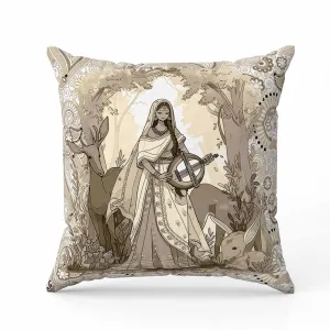 Forest Melodies Faux Suede Reversible Throw Pillow Gold and Fusion