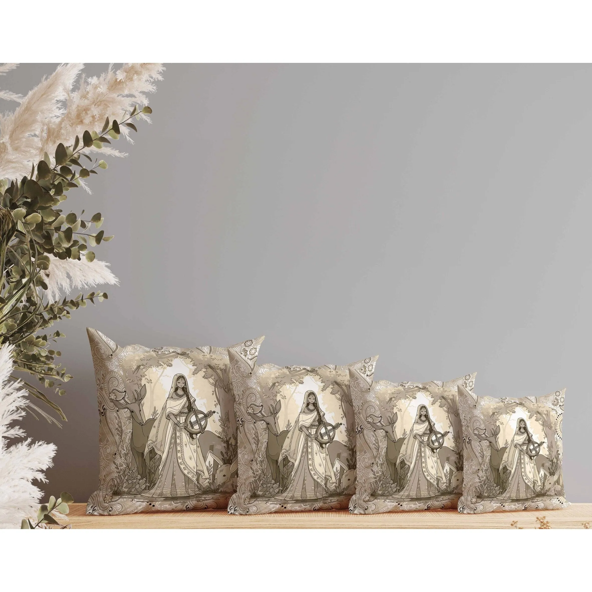 Forest Melodies Faux Suede Reversible Throw Pillow Gold and Fusion