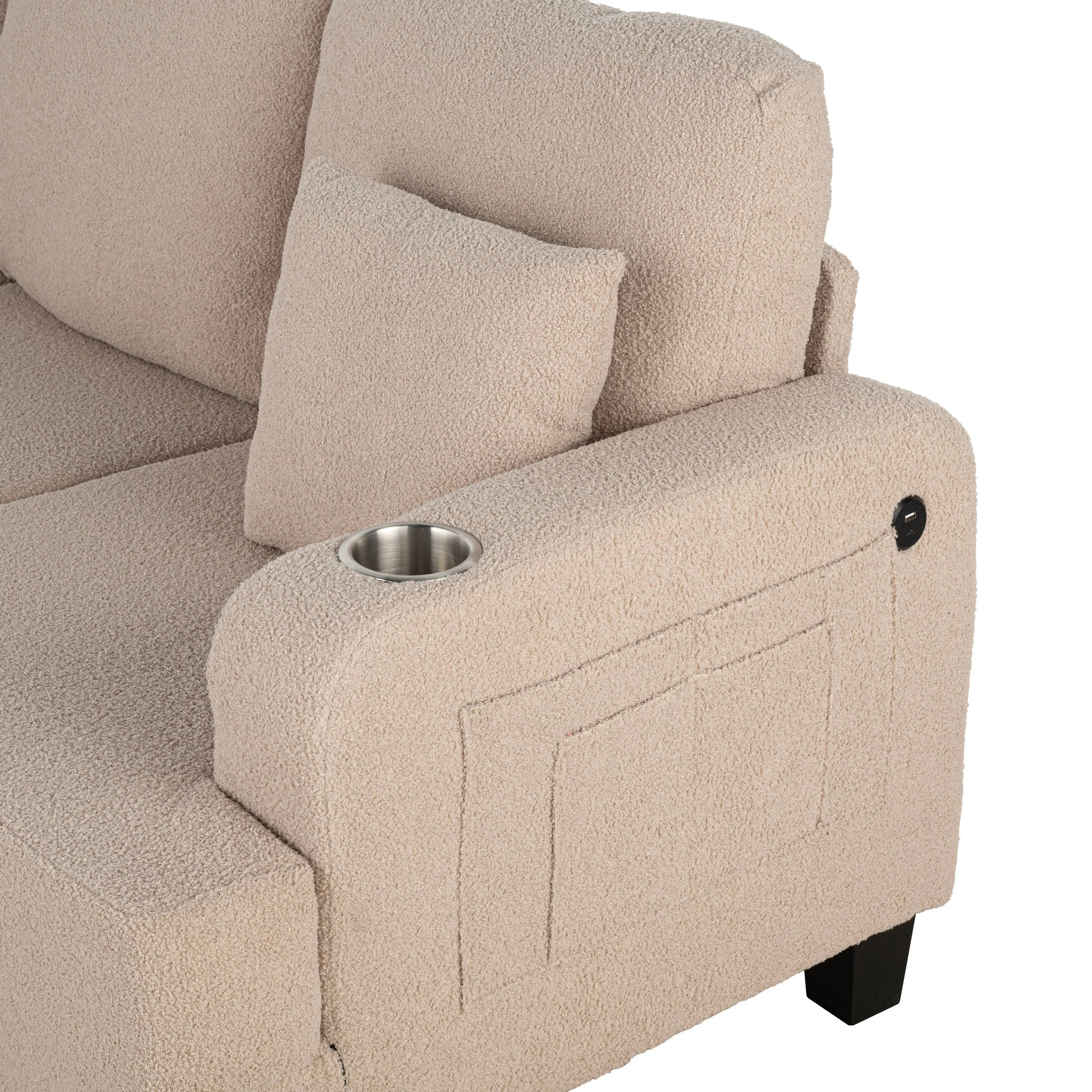 Furniture of America Xenia Modern 3-Piece Boucle Sofa and Ottoman Set