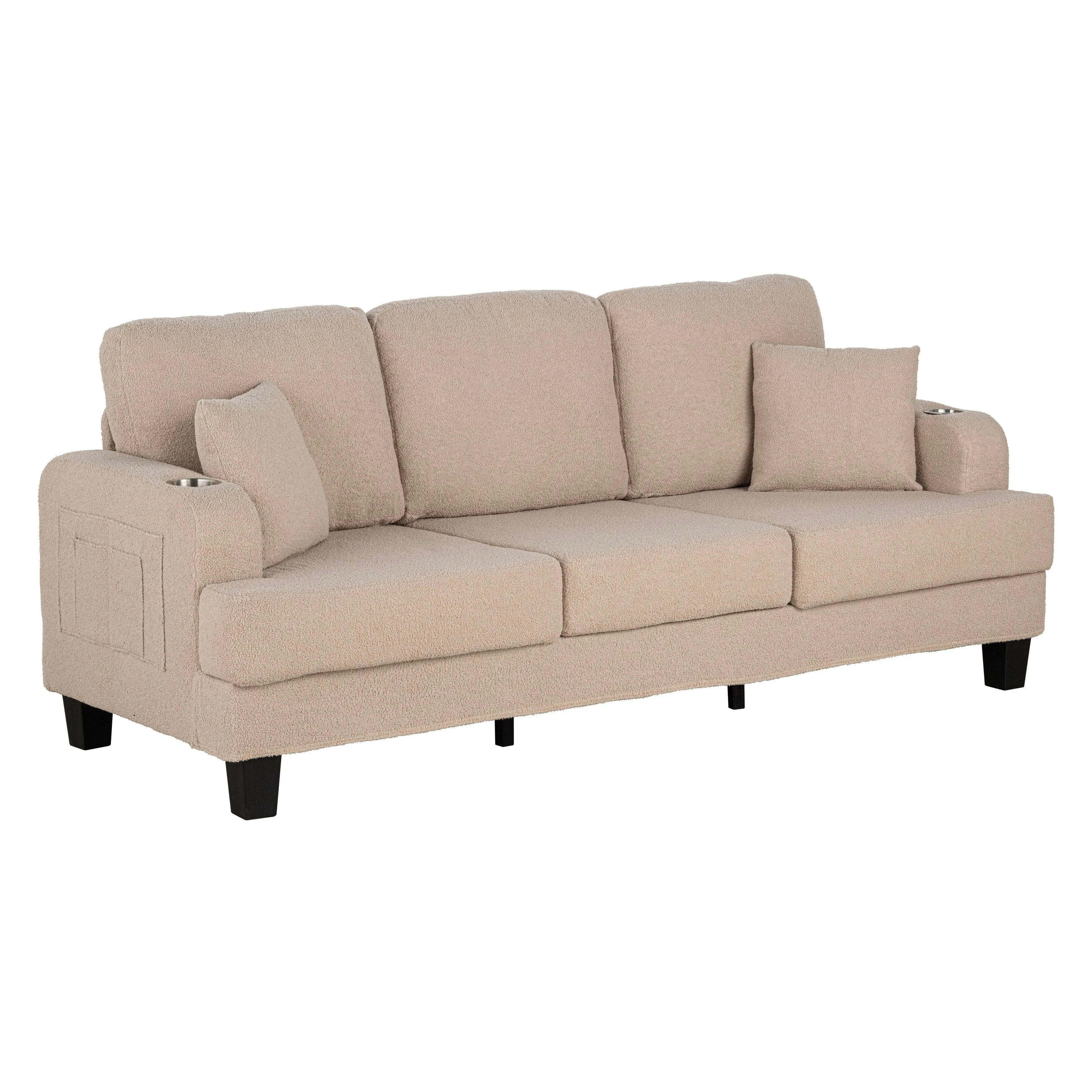 Furniture of America Xenia Modern 3-Piece Boucle Sofa and Ottoman Set