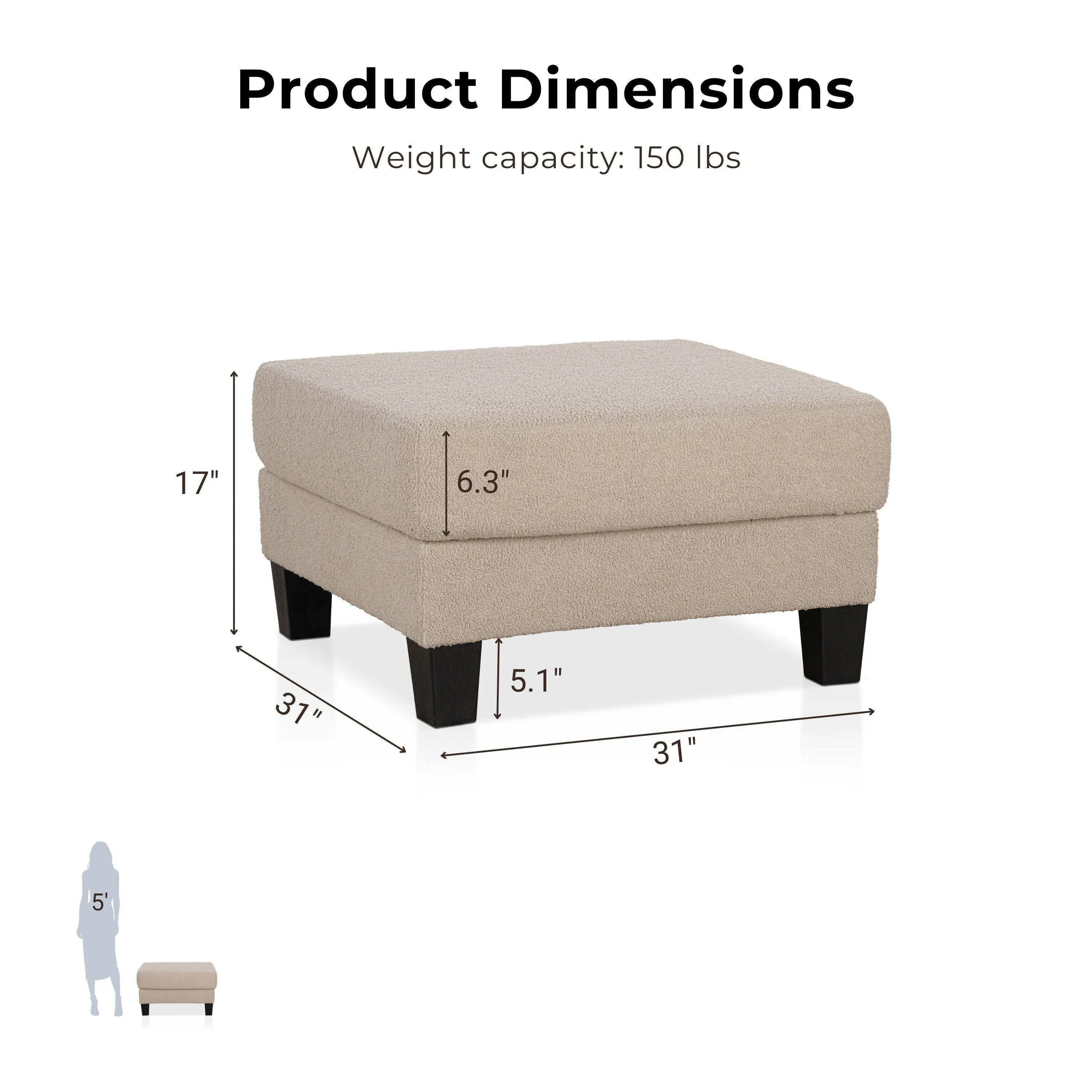 Furniture of America Xenia Modern 3-Piece Boucle Sofa and Ottoman Set