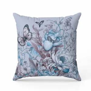 Garden Delights Faux Suede Reversible Throw Pillow Light and Blue
