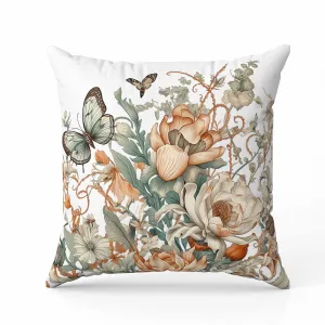 Garden Delights Faux Suede Reversible Throw Pillow White and Orange