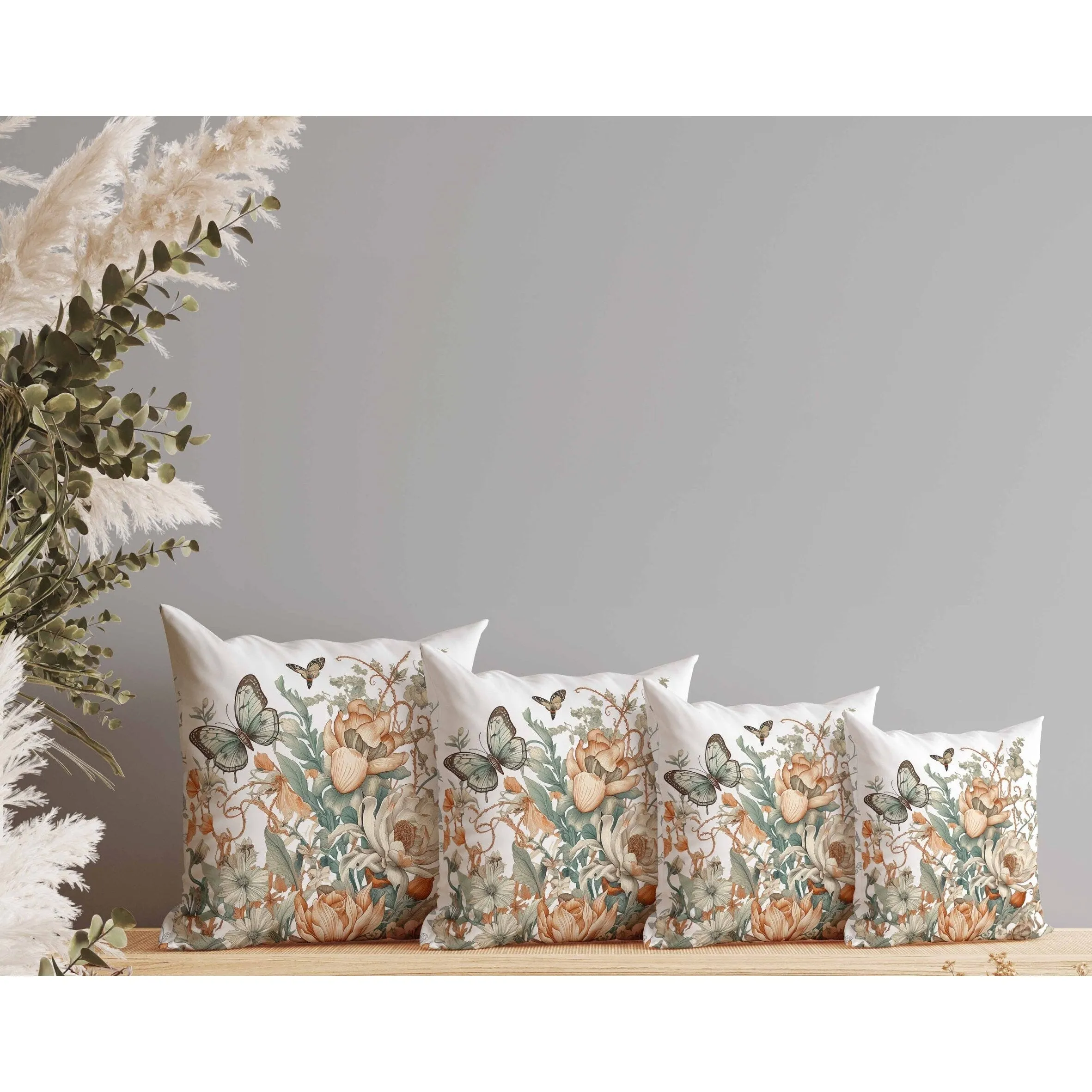 Garden Delights Faux Suede Reversible Throw Pillow White and Orange