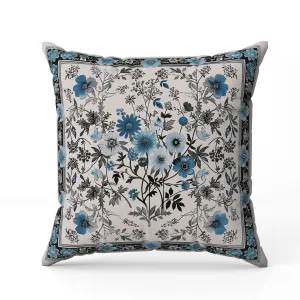 Garden Glory Faux Suede Reversible Throw Pillow Cyan and Black