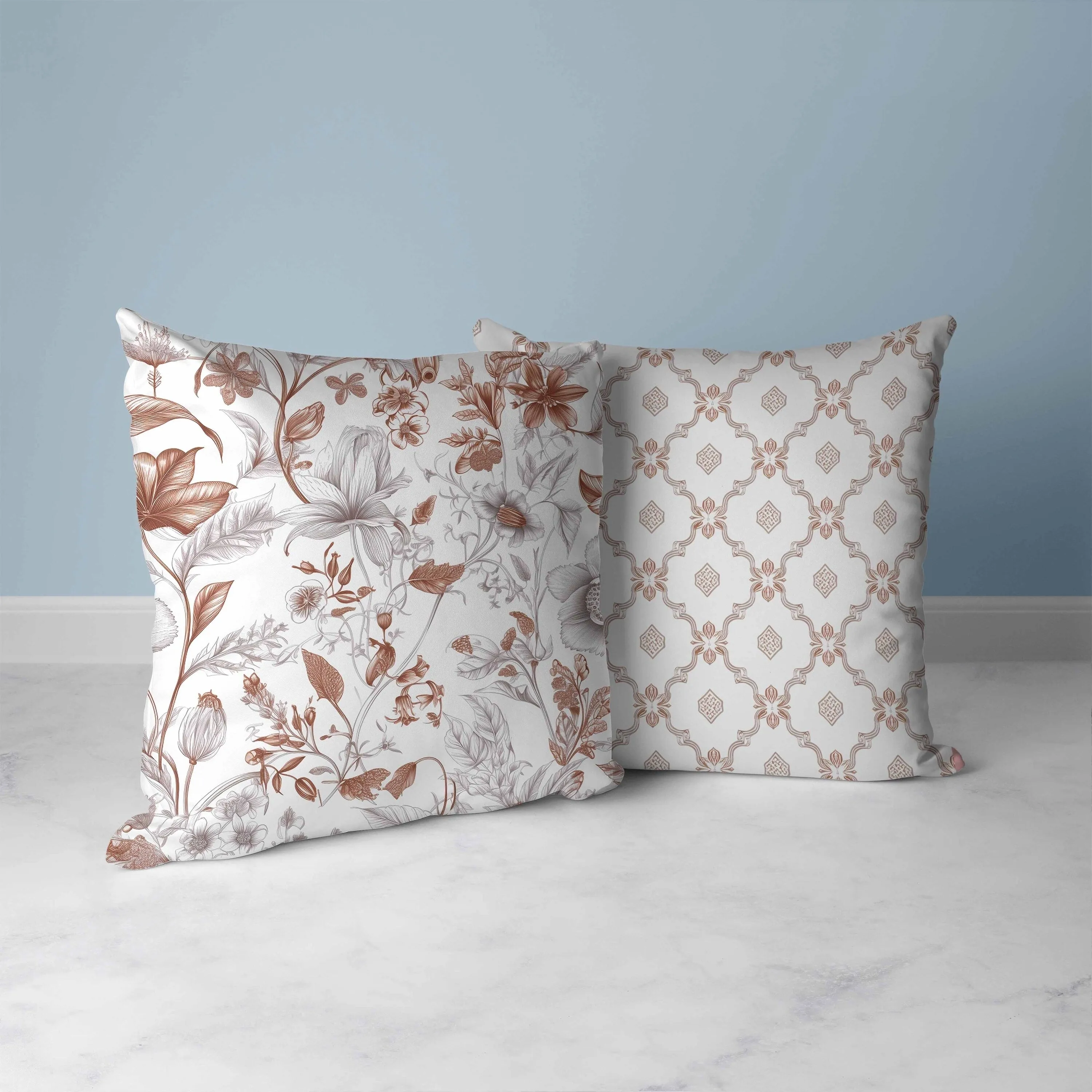 Garden Grace Gala Faux Suede Reversible Throw Pillow White and Brown