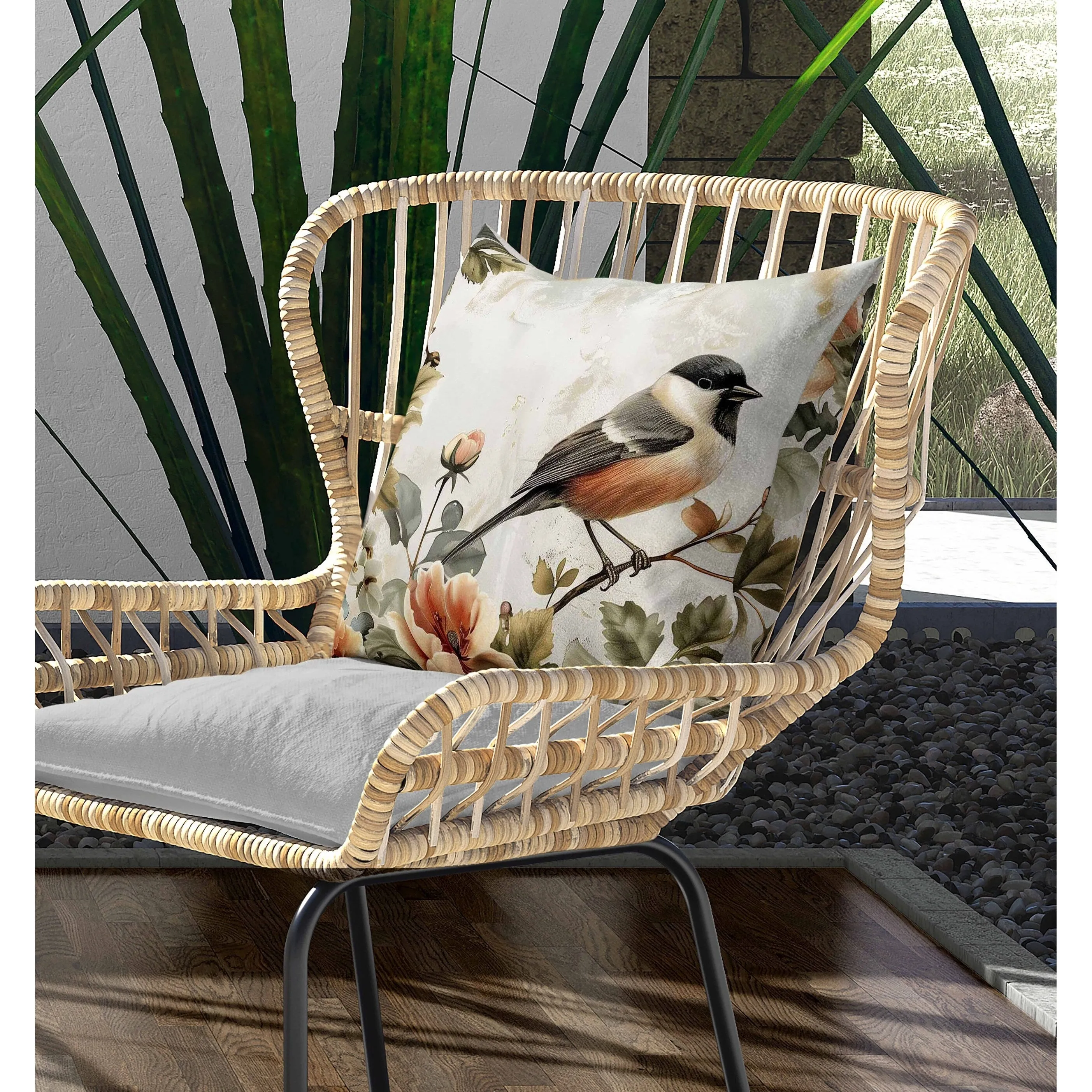 Garden Guest Indoor/Outdoor Reversible Throw Pillow Green and Orange