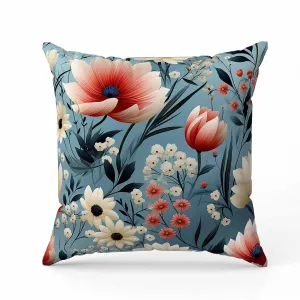 Glowing Harvest Haven Faux Suede Reversible Throw Pillow Blue and Cream