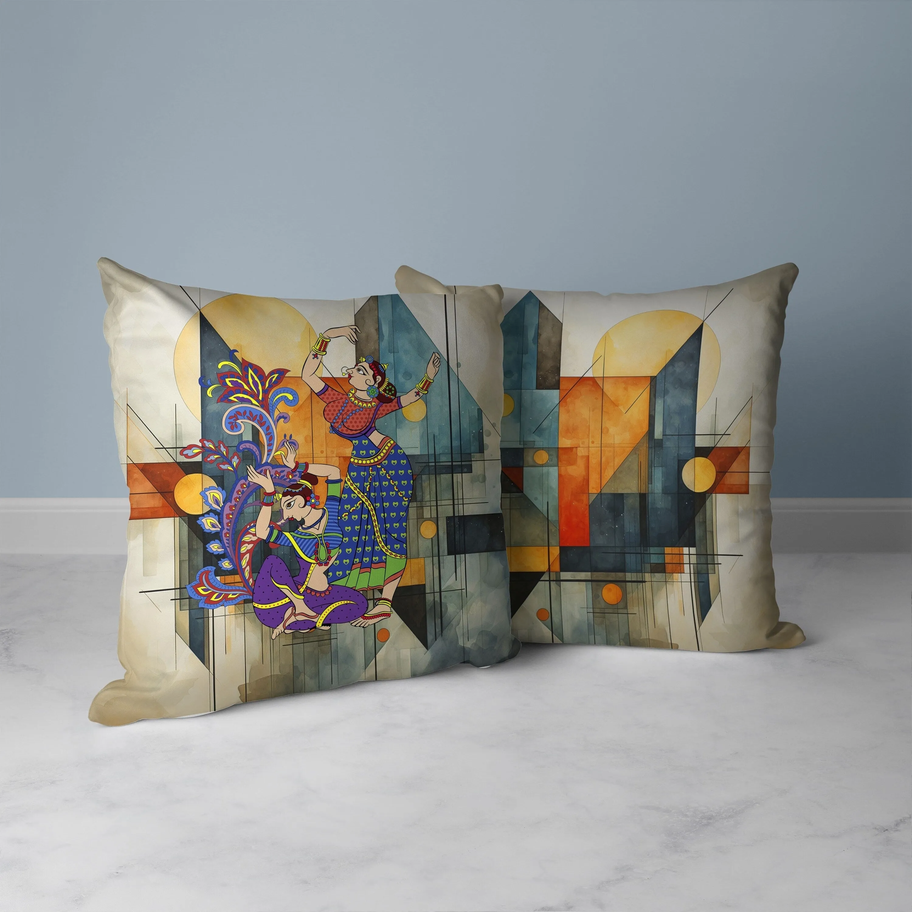 Grace in Motion Faux Suede Reversible Throw Pillow Orange and Blue