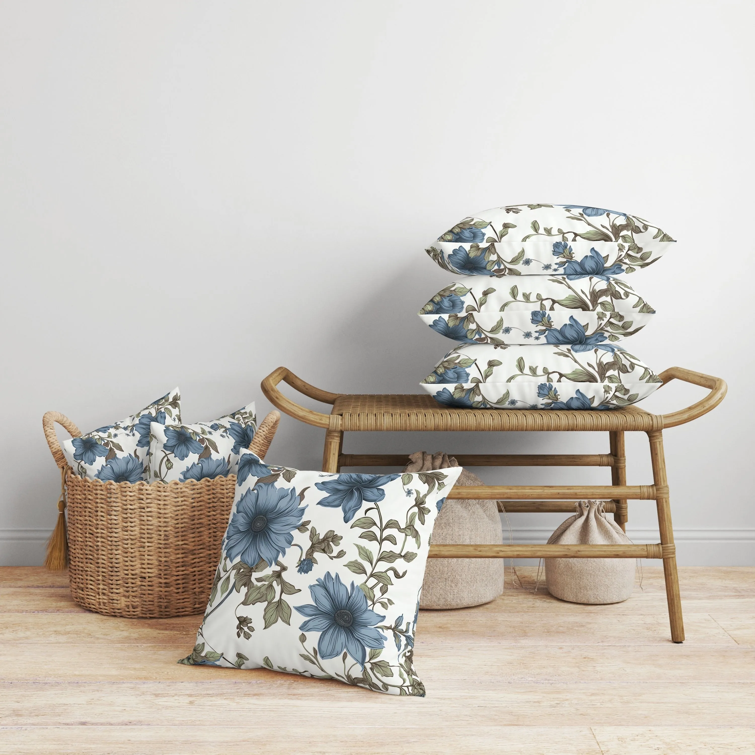 Harvest of Sunshine Faux Suede Reversible Throw Pillow Green and Blue