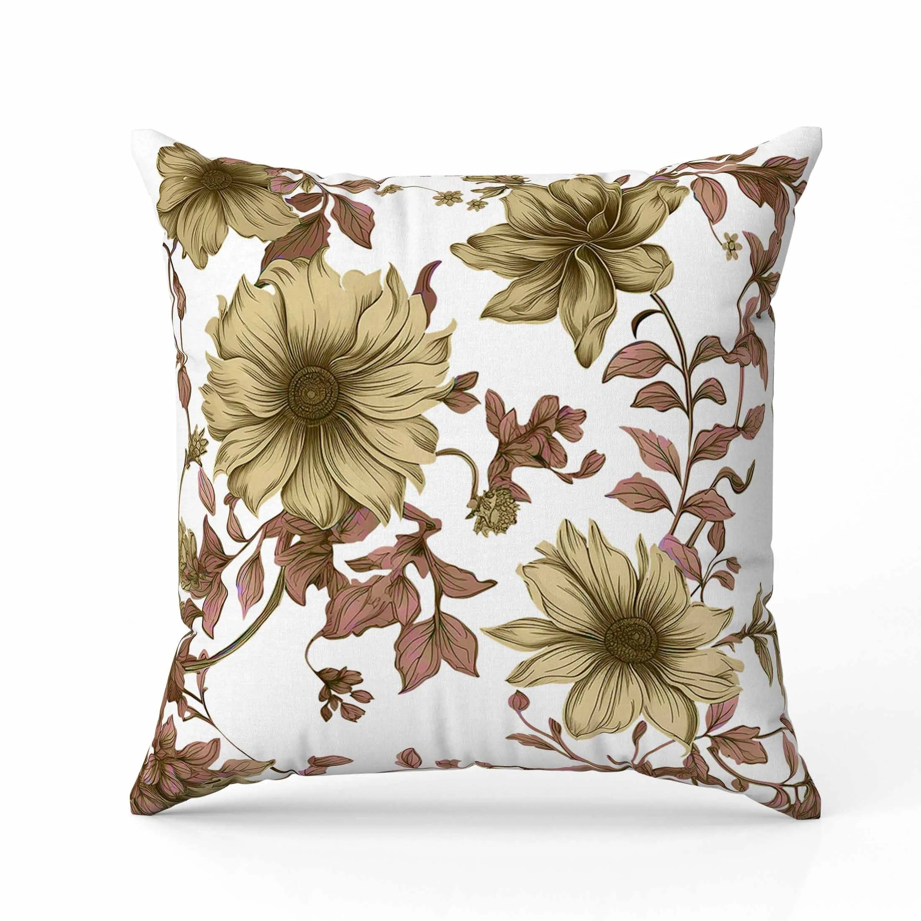 Harvest of Sunshine Faux Suede Reversible Throw Pillow Pink and Gold