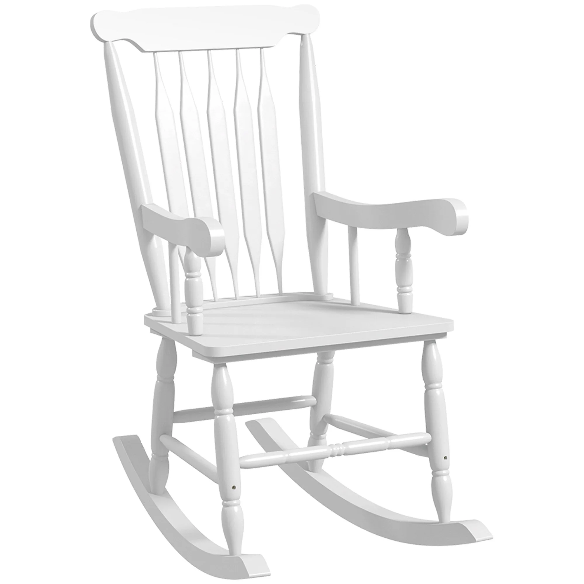High Back Wood Rocking Chair. All Weather Patio Rocking Chair. 350lbs Weight Capacity for Deck. Porch. Backyard. Garden