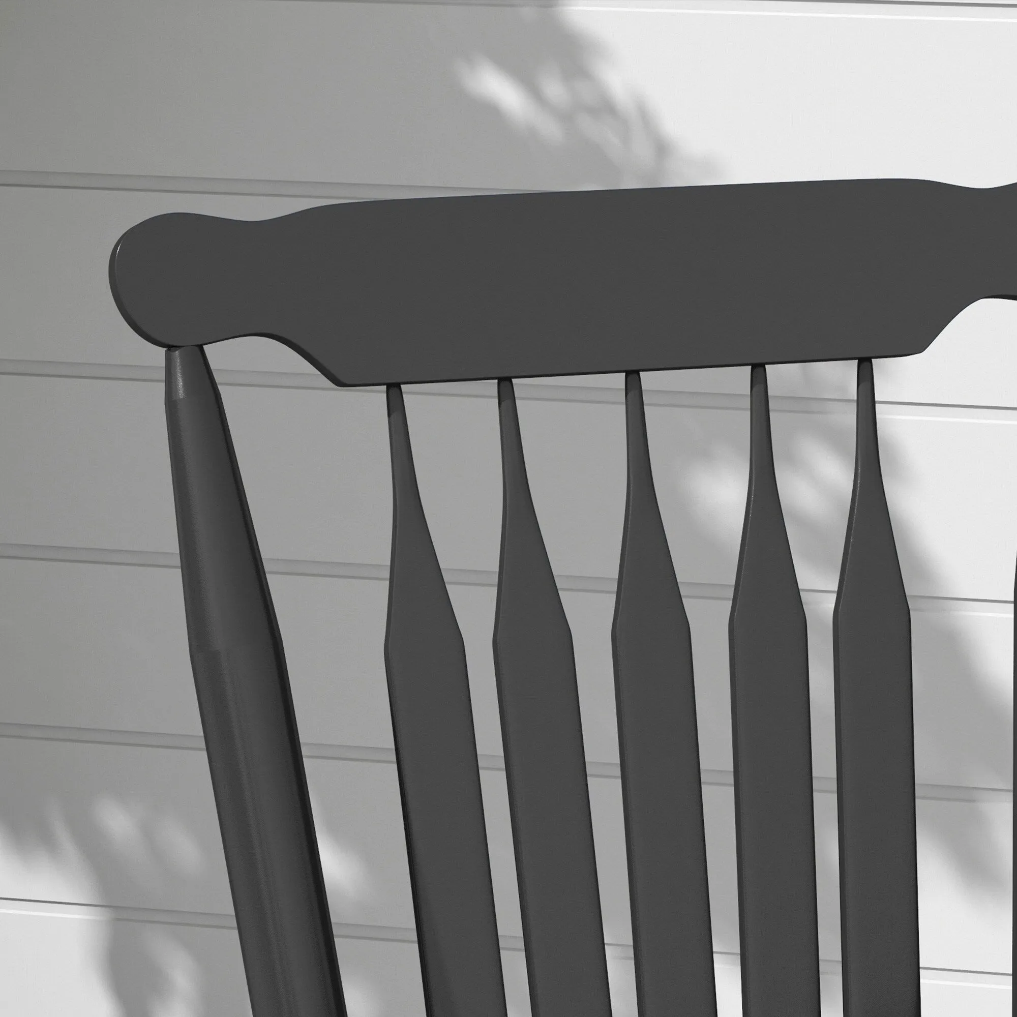 High Back Wood Rocking Chair. All Weather Patio Rocking Chair. 350lbs Weight Capacity for Deck. Porch. Backyard. Garden