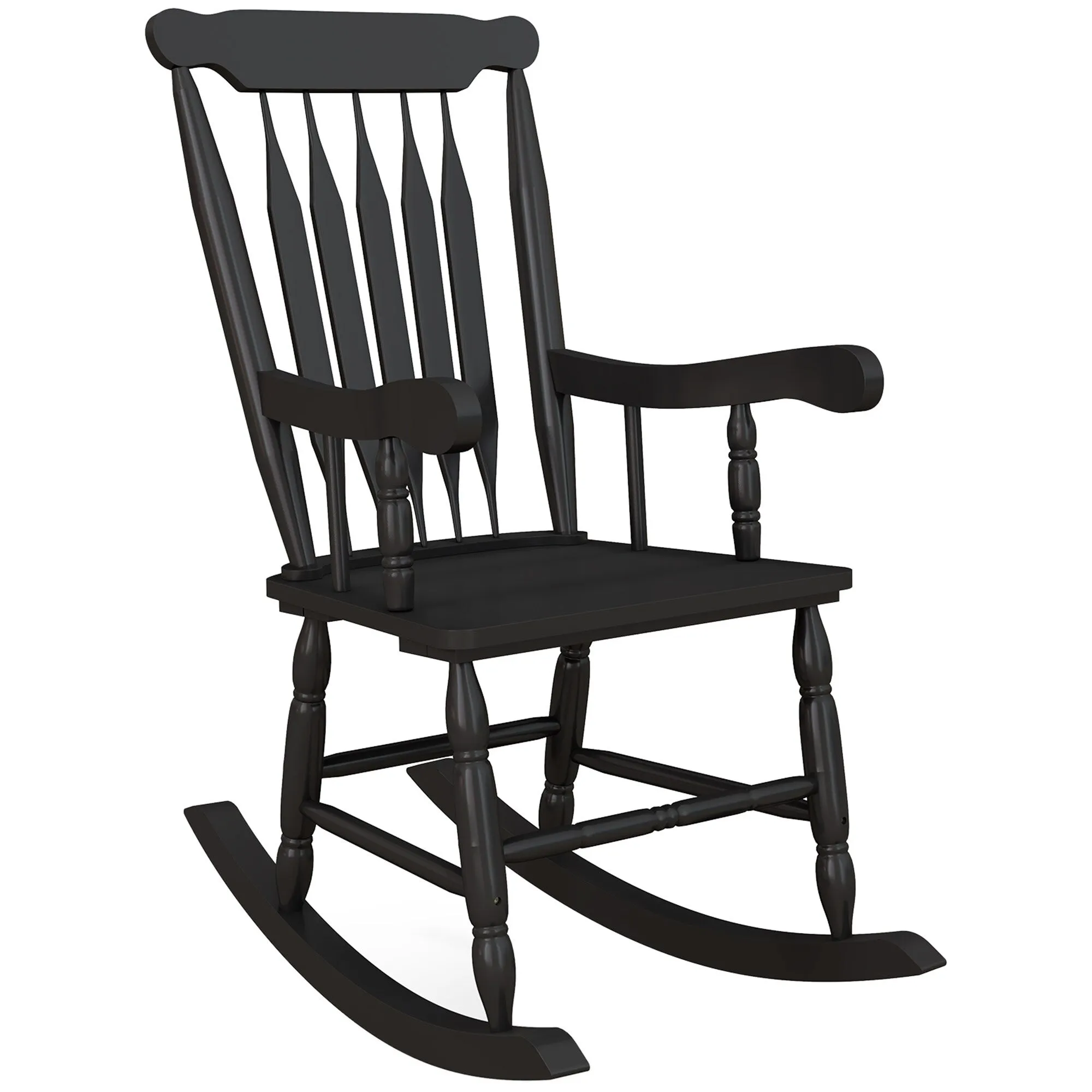 High Back Wood Rocking Chair. All Weather Patio Rocking Chair. 350lbs Weight Capacity for Deck. Porch. Backyard. Garden