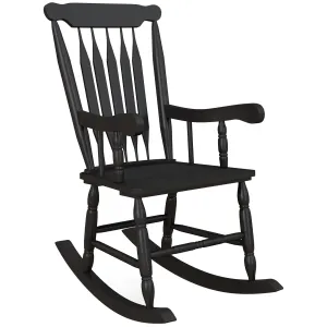 High Back Wood Rocking Chair. All Weather Patio Rocking Chair. 350lbs Weight Capacity for Deck. Porch. Backyard. Garden