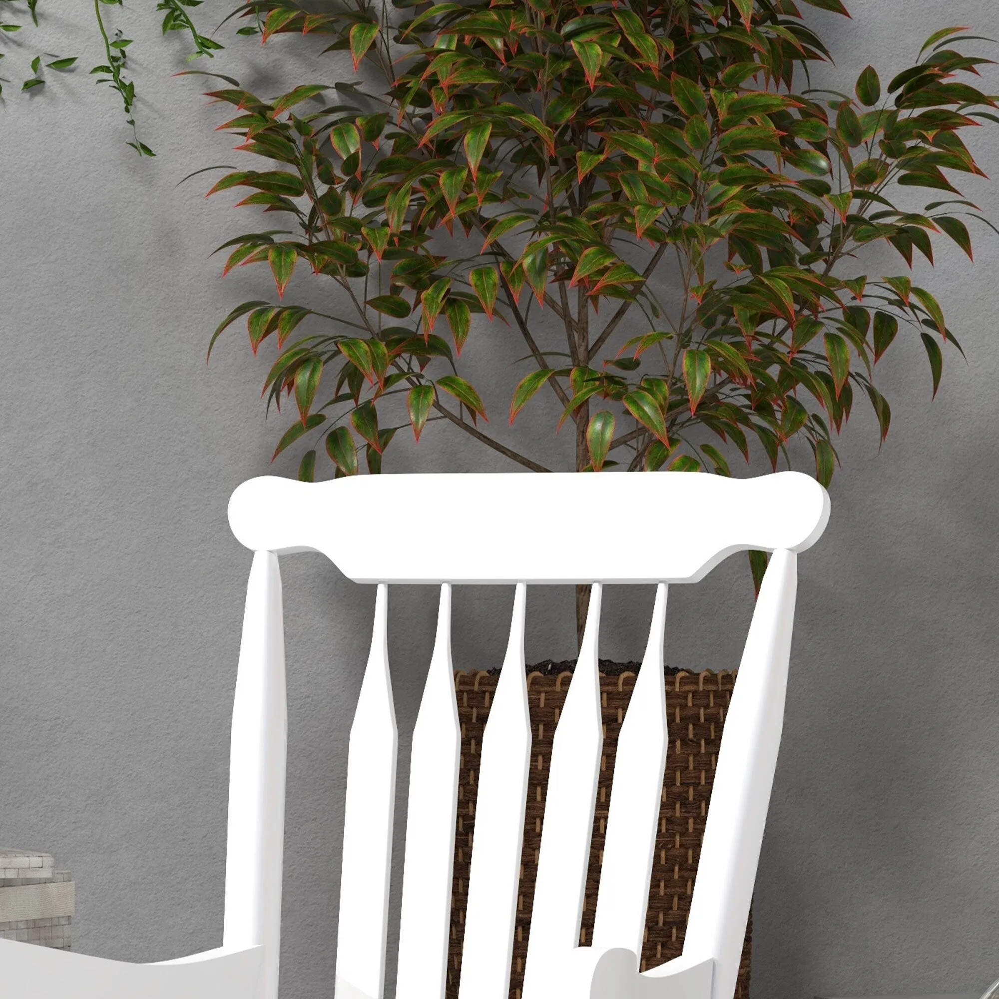 High Back Wood Rocking Chair. All Weather Patio Rocking Chair. 350lbs Weight Capacity for Deck. Porch. Backyard. Garden