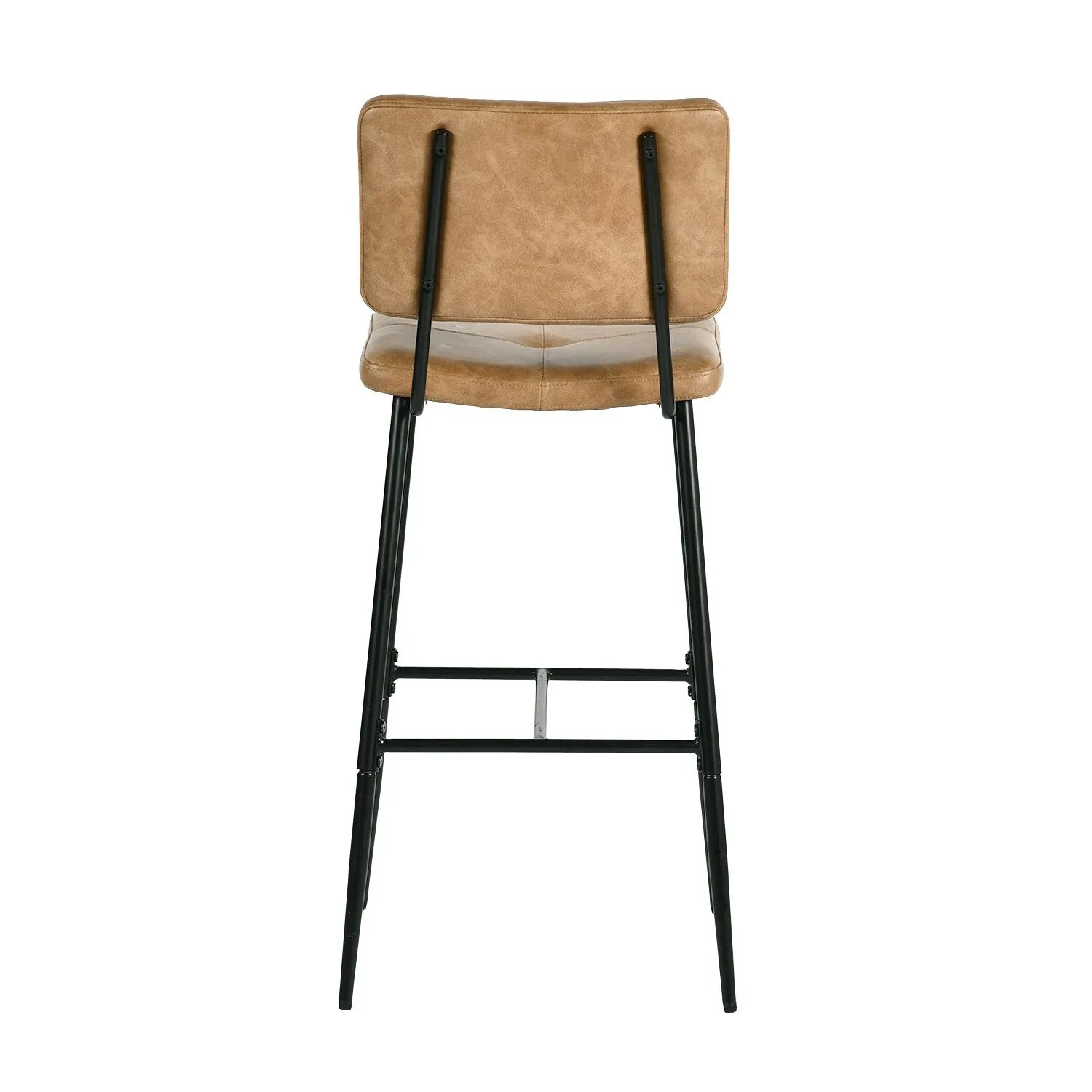 Homy Casa Set of 2 Faux Leather Counter Stools/Bar stools with Black Metal Legs and Low Backrest - N/A