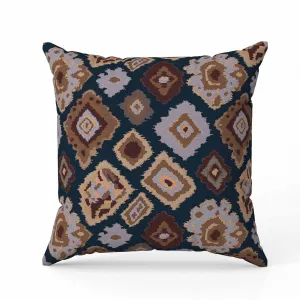 Ikat Diamond Faux Suede Reversible Throw Pillow Blue and Brown