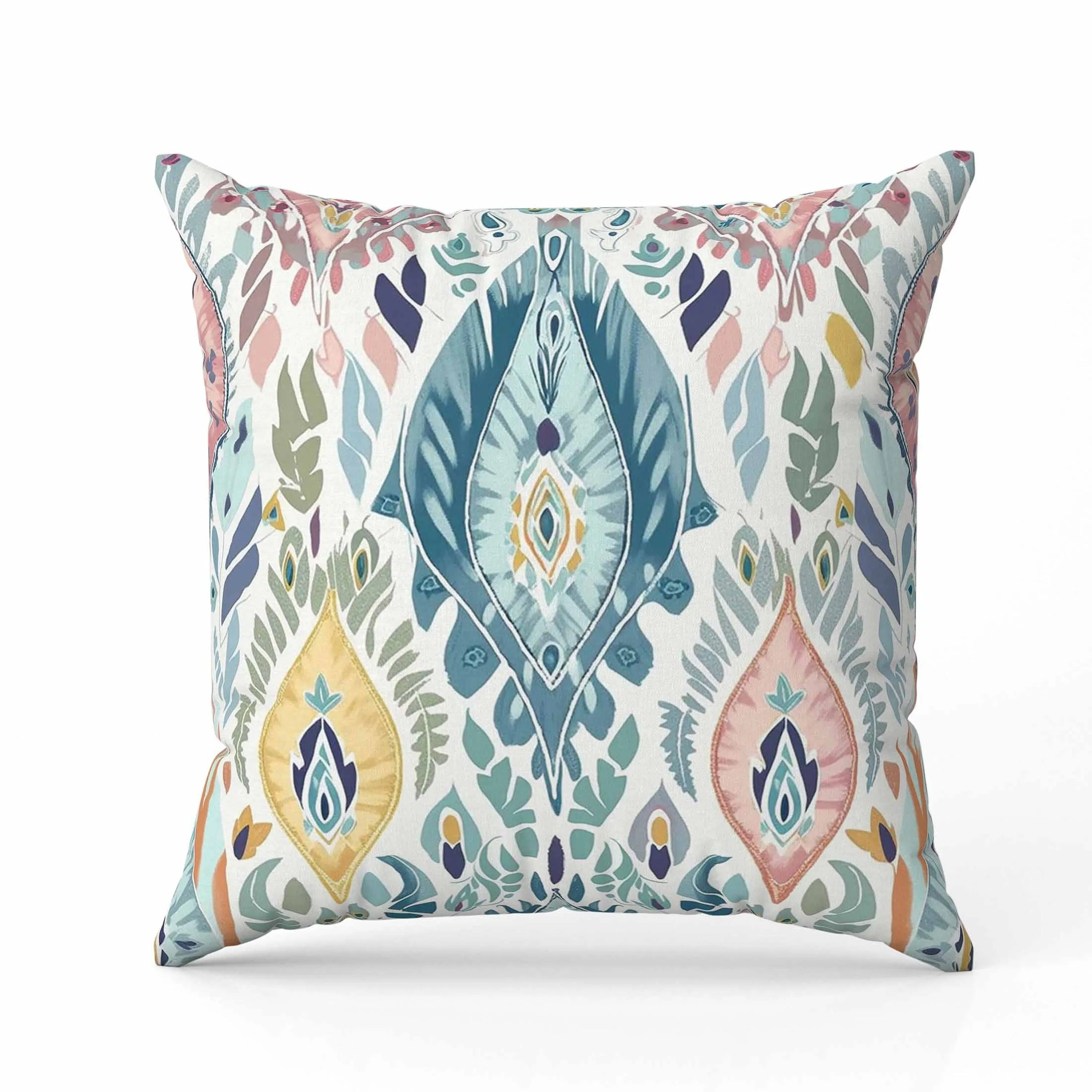 Ikat Infusion Faux Suede Reversible Throw Pillow Blue and Pink
