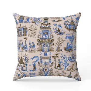 Imperial Elegance Faux Suede Reversible Throw Pillow Ivory and Blue