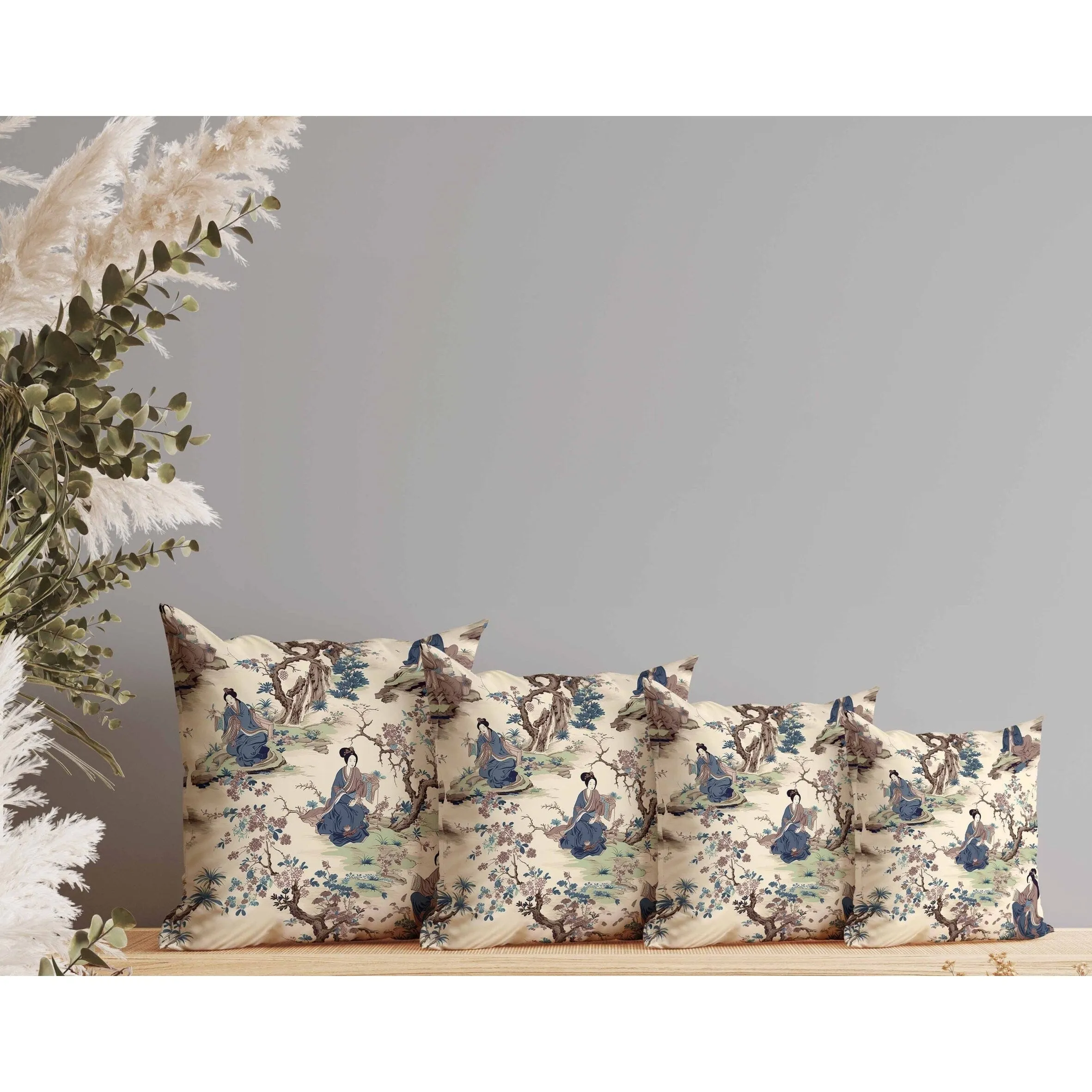 Imperial Palace Garden Faux Suede Reversible Throw Pillow Blue and Brown